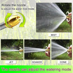 Heavy garden hose nozzle - adjustable spray mode high-pressure rotary spray gun, brass nozzle, anti slip grip and quick connector, suitable for lawn, plants, car washing, pets