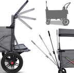 TMZ Collapsible Foldable Wagon Cart with Quick-Release Wheels and 2 Seats, Heavy Duty Wagon 265LBS Load Capacity for Camping Garden Shopping (Grey)