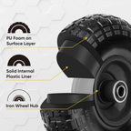 TICONN 10" Solid Tires, 4 Pack Flat Free 4.10/3.50-4'' Wheels with 5/8” Axle Bore Hole and Double Sealed Bearings (Black, 4PK)