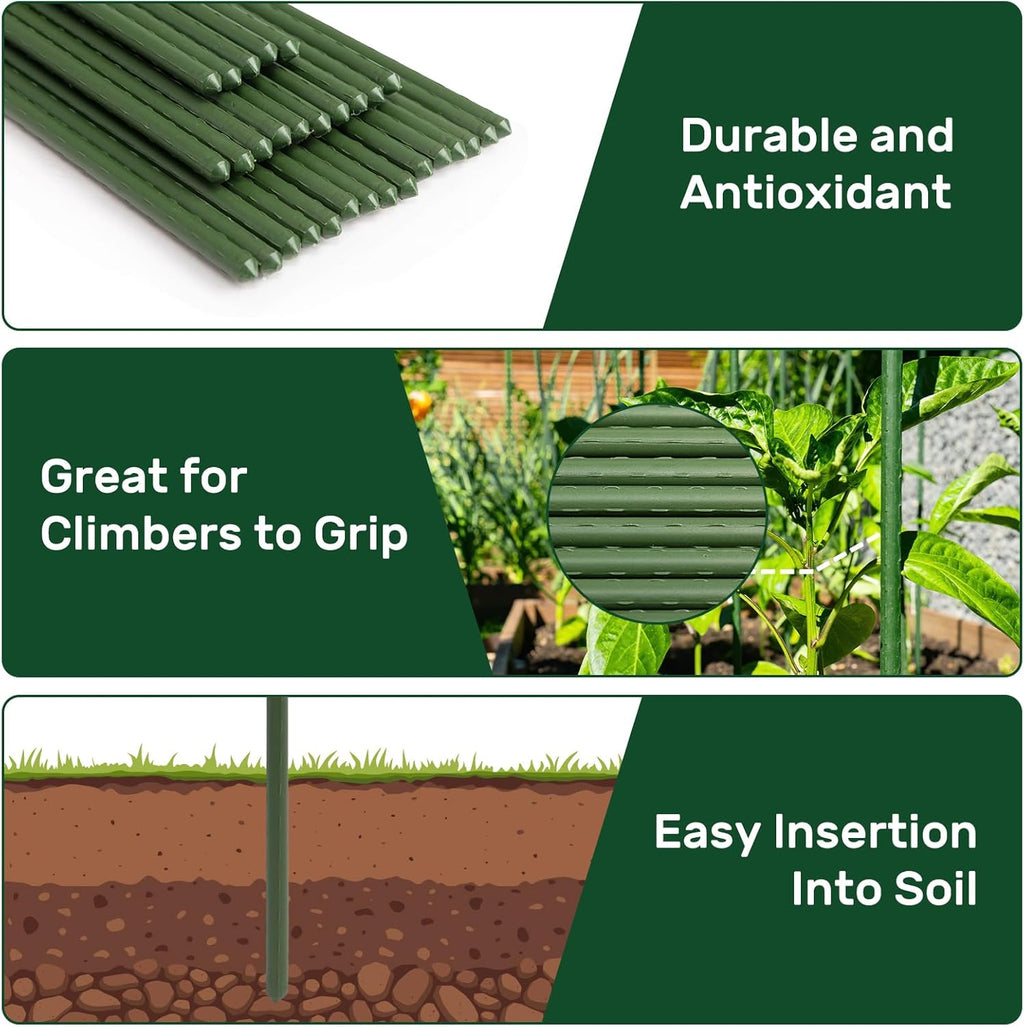 AGTEK 36" Garden Stakes, 30PCS Plastic Coated Plant Stakes, 3ft Plant Support for Climbing Plants