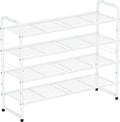 SUFAUY 4-Tier 33" Wide Shoe Rack, Closet Metal Shoe Rack Organizer Heavy Duty, Stackable, White
