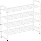 SUFAUY 4-Tier 33" Wide Shoe Rack, Closet Metal Shoe Rack Organizer Heavy Duty, Stackable, White