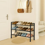 Simple 3 Tier Shoe Rack,Metal Stackable Shoe Storage Organizer for Closet,Entryway, Bedroom, Black (Black, 3-Tier)