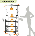 GIOTORENT Plant Stand Indoor Outdoor, 4-Tier Heavy Duty Metal Shelves, Display up to 17 Multiple Plants, Tall Plant Holder with Plant Hanger, Suit for Patio Living Room Garden Balcony, 5 Hooks, Black