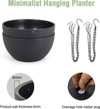 Meowell 12 inch Large Hanging Planters for Indoor Outdoor Plants, 2 Pack Hanging Flower Pots with Drainage Holes and Chain for Garden Porch, Plastic Hanging Baskets for House Plants, Black