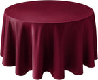 Biscaynebay Textured Fabric Christmas Round Table Cloth 90", Burgundy Water Resistant Washable Folding Table Cloths for Dining, Kitchen, Wedding & Parties Machine Washable