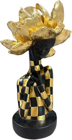 African Statues for Home Decor, Sculptures Decorations for Living Room, 11'' African Lady Art Bust Figurines, Black Modern Aesthetic Ornament for Shelf and Tables, Décor Accents Gifts for Women