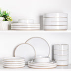 AmorArc Ceramic Dinnerware Sets for 6, 18 Pieces Handpainted Plates and Bowls Set with Rustic Terracotta Underside, Scratch Resistant Stoneware Dishes Set, Dishwasher & Microwave Safe