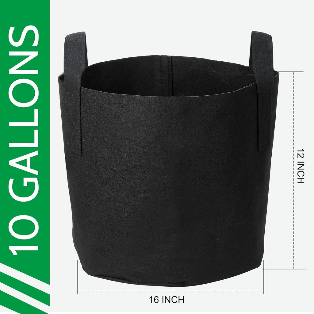 JERIA 24-Pack 10 Gallon Nonwoven Grow Bags, Plant Grow Bags，Heavy Duty Aeration Fabric Pots with Durable Handles, Come with 24 Pcs Plant Labels