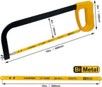 12in. High-Tension Hacksaw Frame with 24 TPI Bi-metal Blade, Hand Saw Suitable for Metal, wood, PVC, Carpentry