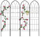 4 Pack Metal Garden Trellis 78.7" H Garden Fence Rustproof Trellis for Climbing Plants Support Roses Flower Outdoor Lawn Black