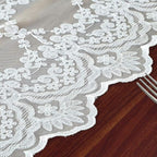 ARTABLE Rectangle Table Runner Lace Macrame Embroidered Table Runners with Exquisite Vintage Shabby Chic for Holiday Wedding Long Dinner Tables (White, 12 x 36 Inch)