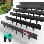 20ft. Galvanized Steel Landscape Edging (6-Pack) – 40" x 8" Metal Garden Border, Hammer-in Lawn Edging for Landscaping, Tree Rings, Yard & Pathway – Black Steel Lawn Edge for Garden Design