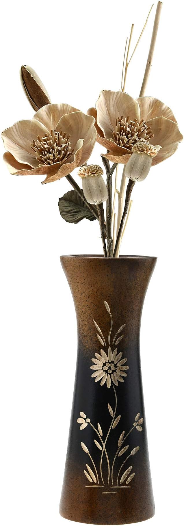 Aeravida Natural Flower Mango Tree Wood Flower Table Floor Vase, 8 inch | Modern Farmhouse Home Décor | Living Room Home Decoration