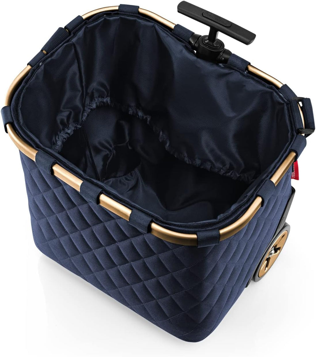 reisenthel carrycruiser Rhombus Midnight Gold - Portable Shopping Trolley with Sturdy Aluminum Frame, Shoulder Strap and Removable mesh Inner Bag -Water-Repellent