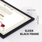 WIFTREY 16 Pack 8.5x11 Certificate Picture Frames, Multi 8.5 by 11 Photo Frame Bulk for Document Award, Wall Hanging or Tabletop Display, Black