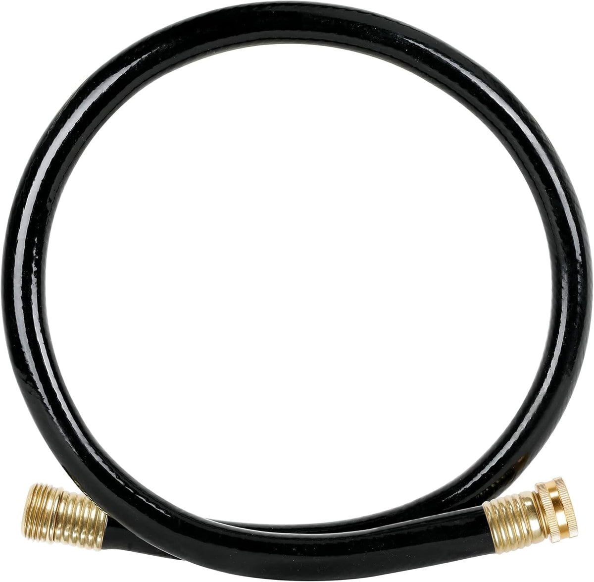 Worth Short Leader Black Garden Hose 3/4 in. x 5 ft. -Kink Free, No Leaking, Male/Female Fittings -Heavy Duty Durable Flexible Lightweight Water Pipe -Brass Aluminum Ends for Household & Commercial