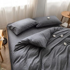 FACE TWO FACE Bedding Duvet Cover Set100% Washed Cotton Duvet Cover Linen Like Textured Breathable Durable Soft Comfy (Full, Gray)