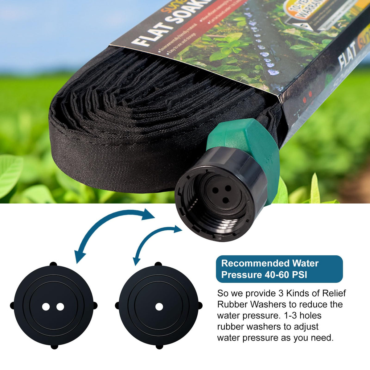 Suneed 4 Pack Flat Soaker Hose 25FT for Garden Beds, Lightweight Drip Soaker Hose 100 ft for Foundation Watering of Plants – Garden Sprinkler Soaker Hoses with Heavy Duty & Easy to Install (25ftx4)