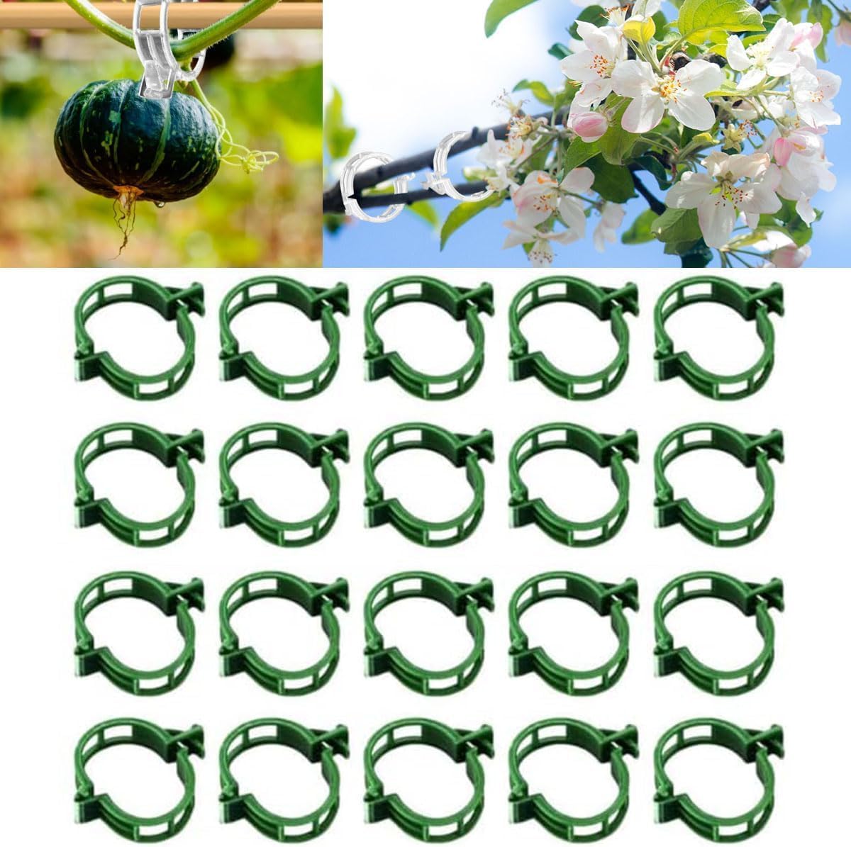 Plant Support Clips Reusable Garden Clips, Secured Plastic Plant Clips, Tomato Support Clips for String Trellis for Climbing Plants Outdoor Indoor Plant Flowers Stem Vine Fixing Clips (100, Green)
