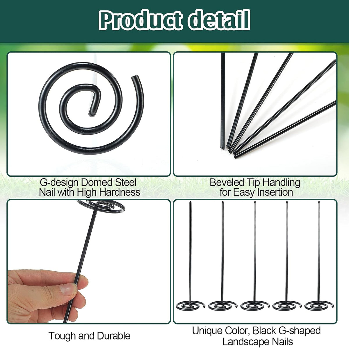 Ferraycle 100 Pcs Landscape Fabric Pins Circle Top Galvanized Landscape Spikes Garden Stakes Spikes Pins for Securing Weed Barrier Sod Fabric Netting Ground Sheets and Fleece(7.8 Inches)