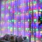 HOME LIGHTING Window Curtain String Lights, 300 LED 8 Lighting Modes Fairy Copper Light with Remote, USB Powered Waterproof for Christmas Bedroom Party Wedding Home Garden Wall Decorations, Multicolor