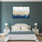 XXMWallArt FC3181 Abstract Wall Art Gold and Blue Canvas painting Artwork Painting Print for Living Room Bedroom Kitchen Home and Office Wall Decor