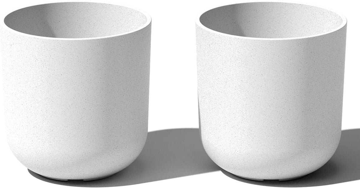 Veradek Mason Series Lima Planter - Round Planter for Indoor or Outdoor Porch/Garden | Made from Plastic-Stone Composite with Drainage Holes | Modern Décor for Succulents, Flowers, Small Plants