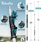 Extendable Tree Trimmer: Manual Pole Saw | 5-12ft Telescoping Pruning Pole for Tree Trimming | Saw Attachment, Safety Goggles, and Gloves Included | Trim Branches up to 2" Diameter