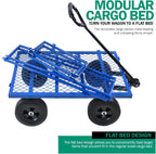 Heavy-Duty Solid Tire Garden Dump Cart - 4.86 cu. ft. Yard Wagon Cart with 600 LBS Capacity & Spacious Mesh Bed (37" x 19.5") - No-Flat Tires, Utility Wagon