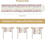 Independence Day Table Runner, 4th of July Red Blue Stars American President Day Holiday Confetti Print Table Cover for Kitchen Dining Table Indoor Outdoor Party, 13x120inch