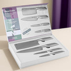 NEWMATIC 4-Piece kitchen knife set, stainless steel shef's knife set & sleaver with siamond sut technology - integrated molding design for home cooking