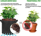 Plant Grow Bags 10 Gallon 5 Packs Planter Pot, Thickest Aeration 300G Non-Woven Fabric, Reinforced Handles for Weatherproof Nursery Pot, Enhanced Double Seam