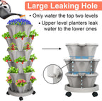 Vertical Planter 6 Tier Stackable Planters Garden Planters Strawberry Herb Flower and Vegetable Planter Indoor Outdoor Gardening Pots with Removable Wheels and Tools 2-Pack