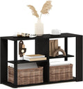 Furinno Romain Narrow End Table with Shelves, Espresso/Black