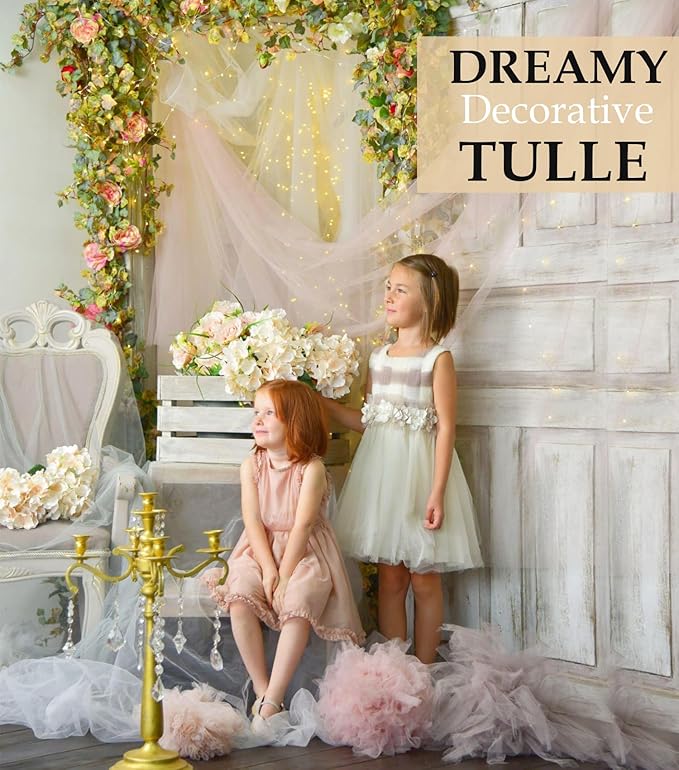 Lavender Tulle Fabric Roll, 54" x 40 Yards (120FT) Tulle for Wedding Decoration DIY Tutu Party Backdrop Baby Shower Table Skirts Gift Wrapping