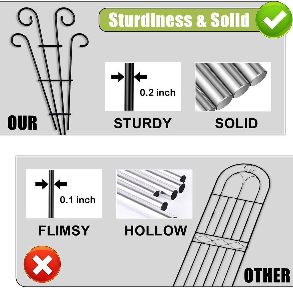 2 Pack Black Coated Wave Pot Trellis 31'' Stakes for Climbing Plants Patio Plant Support for Outdoor,Rose, Vegetable Flower, Backyard