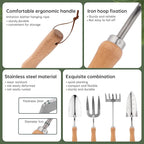 Heavy Duty Garden Tool Set, Stainless Steel Graduated Shovel, Hand Fork, Hand Rake, Transplant Shovel with Scale, 4Pcs Heavy Duty Hand Tools Set for Garden Planting (Garden Hand Tool Set)