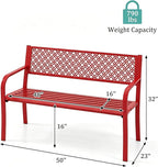 Garvee Outdoor Metal Garden Bench for 2 Person, Heavy Duty Steel Patio Bench 790 Lbs Capacity, Weather Resistant Black Porch Seating with Geometric Backrest, Outdoor Furniture for Yard, Deck, Entryway