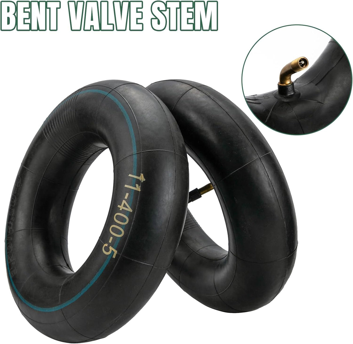 11x4.00-5 Inner Tube 11x4.50-5 11x6.00-5 Heavy Duty Replacement Tire Tubes with Bent Valve Stem for Wheelbarrows, Mowers, Hand Trucks - 2 Pack