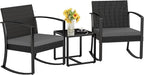 Homall Patio Furniture Set 3 Piece Resin Outdoor Bistro Set Rocking Patio Chairs with Cushions and Table for Porch, Poolside, Balcony and Yard (Grey)