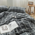 FACE TWO FACE Bedding Duvet Cover Set100% Washed Cotton Duvet Cover Linen Like Textured Breathable Durable Soft Comfy (King, Light Gray)
