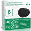 2 Years Supply Extra Thick Filters for Kitchen Compost Bins - Longer Lasting Activated Charcoal - Universal Size Fits ALL Compost Bins up to 7.25" Filter Size - Replacement Set of 6 (by Simply Carbon)