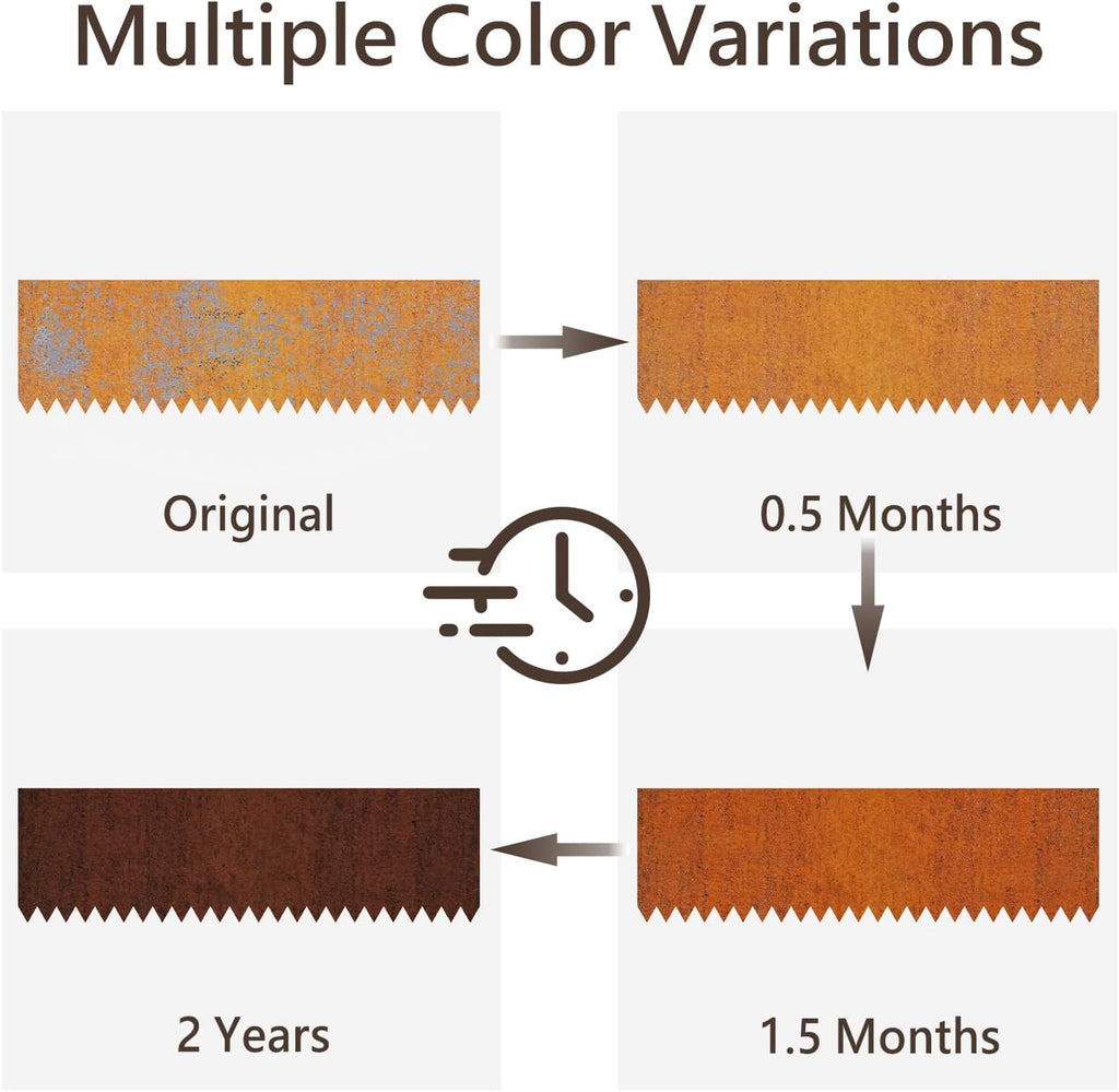 Cor-Ten Steel Landscape Edging with Rust Patina Finish, Pre-Rusted Cor-Ten Steel Landscape Edging, 42 inch Strips, 6 inch Depth (12 Pack)