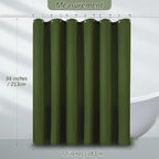 Waterproof Fabric Shower Curtain Extra Long Waffle Weave Heavy Duty Bathroom Shower Curtain Set, 256GSM Weighted Thick Shower Curtain with 12 Rust-Resistant Hooks,72Wx84H Green