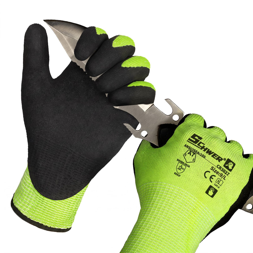 Schwer 2 Pairs A7 Cut Resistant Work Gloves, Touchscreen, CR3027, L