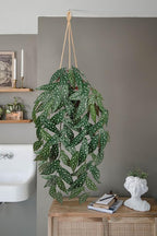 Large Fake Hanging Plants in Pot with Hook, 37" Artificial Hanging Begonia Vines Plants, Fake Potted Tropical Plants for Room Wall Living Room Bathroom Kitchen, Big Faux Ivy Houseplants for Shelf