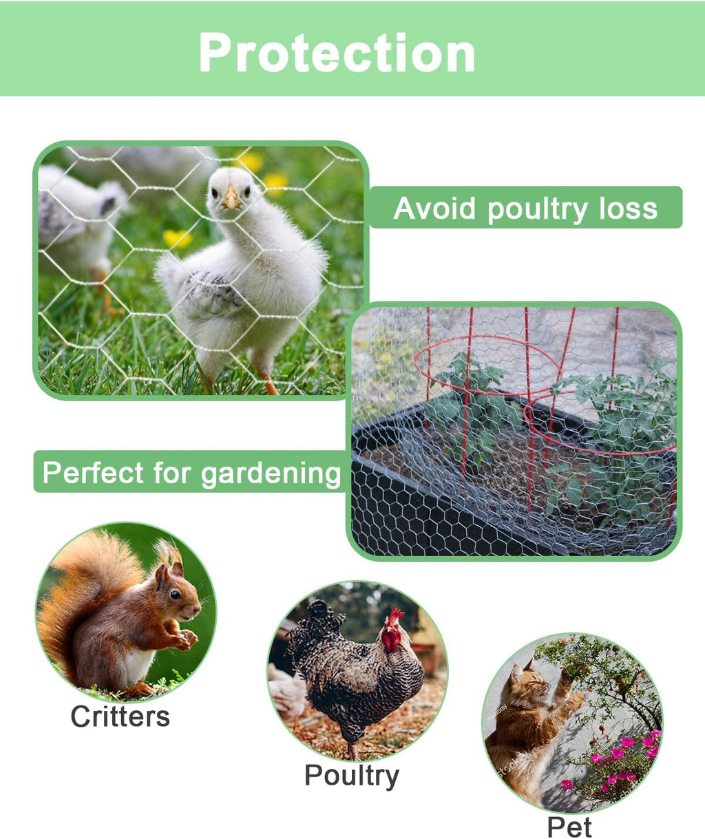 vensovo Garden Poultry Green Chicken Wire - 16.5 '' × 315 '' Chicken Wire Floral for Crafts, Garden Fence Animal Barrier, 1 inch Mesh Poultry Netting Fence, Pet/Rabbit/Chicken Wire Fencing