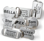 Providence Engraving Custom Engraved Stainless Steel Pet ID Tags - Personalized Front and Back Identification, for Large or Small Cats and Dogs, Bone, Small