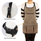 PATILWON Gardening Apron with Large Pockets for Women, 14 Pockets Waterproof Tool Apron, Work Apron Heavy Duty, Size M to XL
